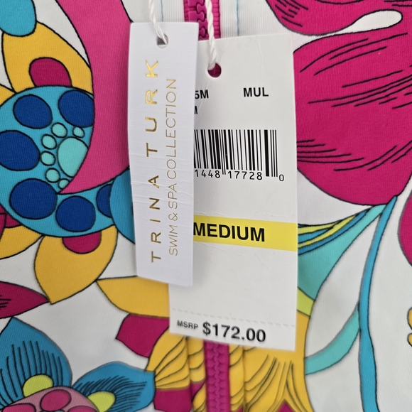 Trina Turk Multicolor Floral Long Sleeve One Piece - Picture 5 of 6